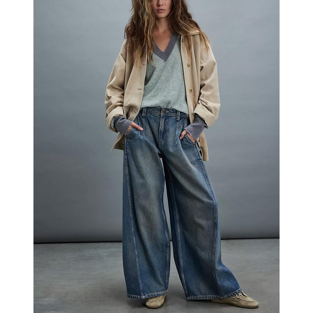 Free People- We The Free Bock Party Trouser Jeans - Picture 2 of 16